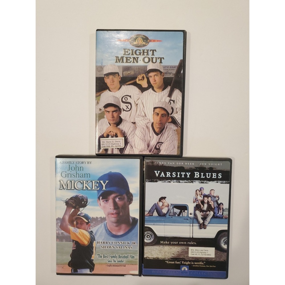Sports Movie DVD Lot 3 Varsity Blues Eight Men Out Mickey Baseball Football